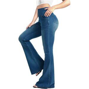 Knit Stetchy Flare Jean for Women Dark Blue